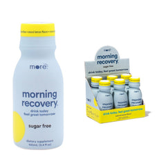More Labs Morning Recovery bottle front view shows compact lemon hydration on the go.