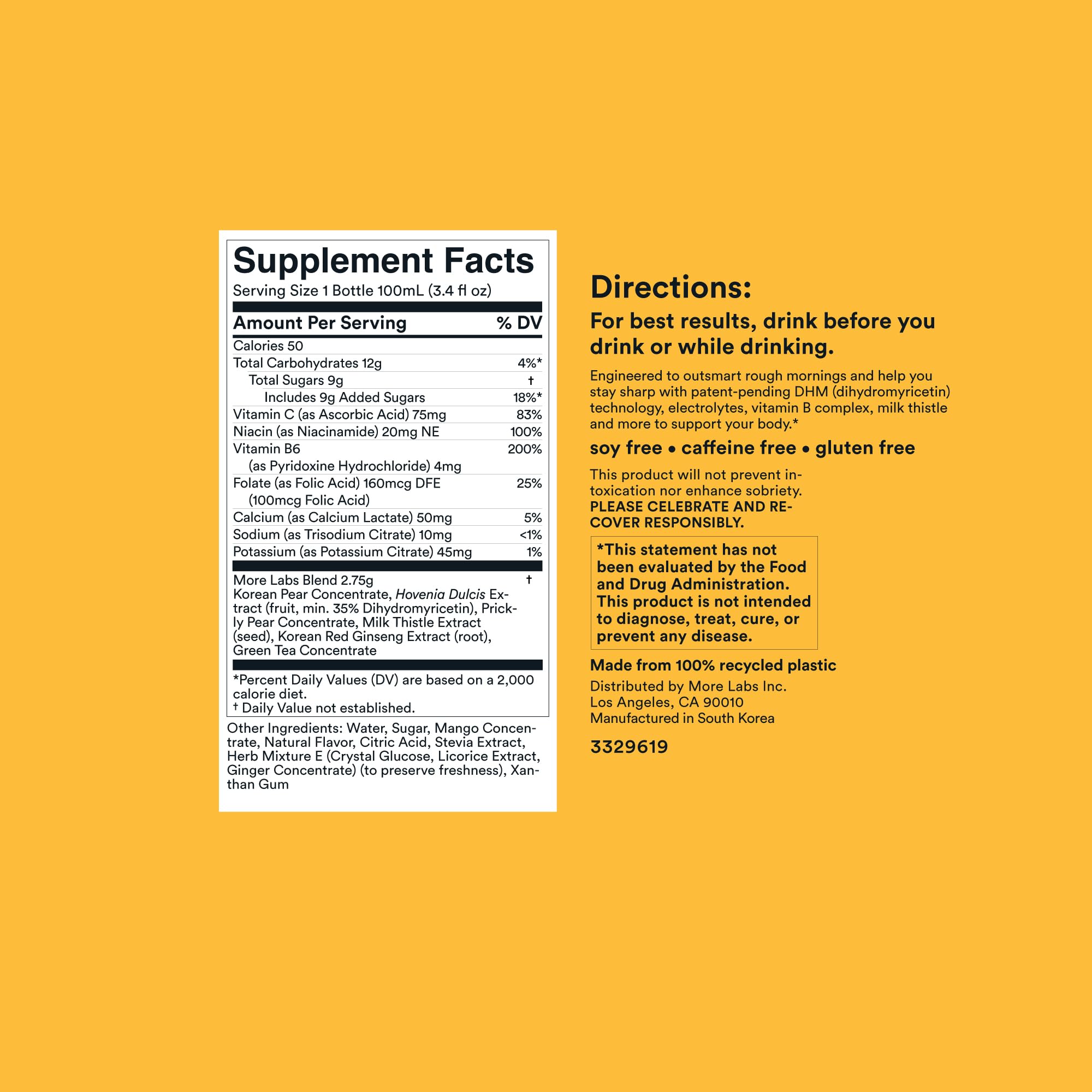 More Labs Morning Recovery DHM orange mango flavor looks refreshing