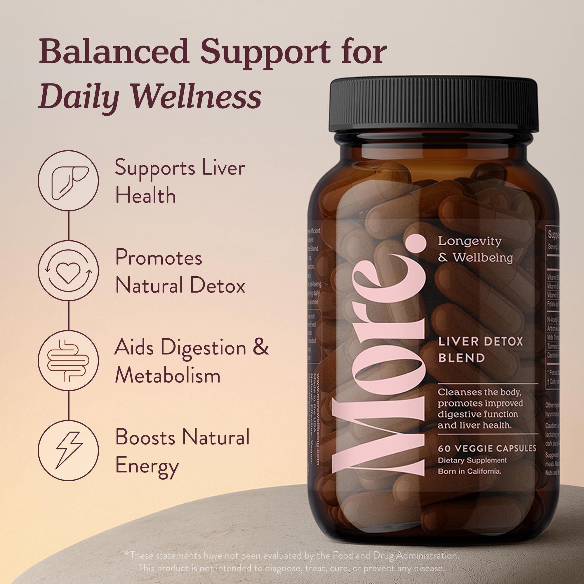 More. Liver Cleanse capsules – convenient daily capsule for balanced digestion and liver function.