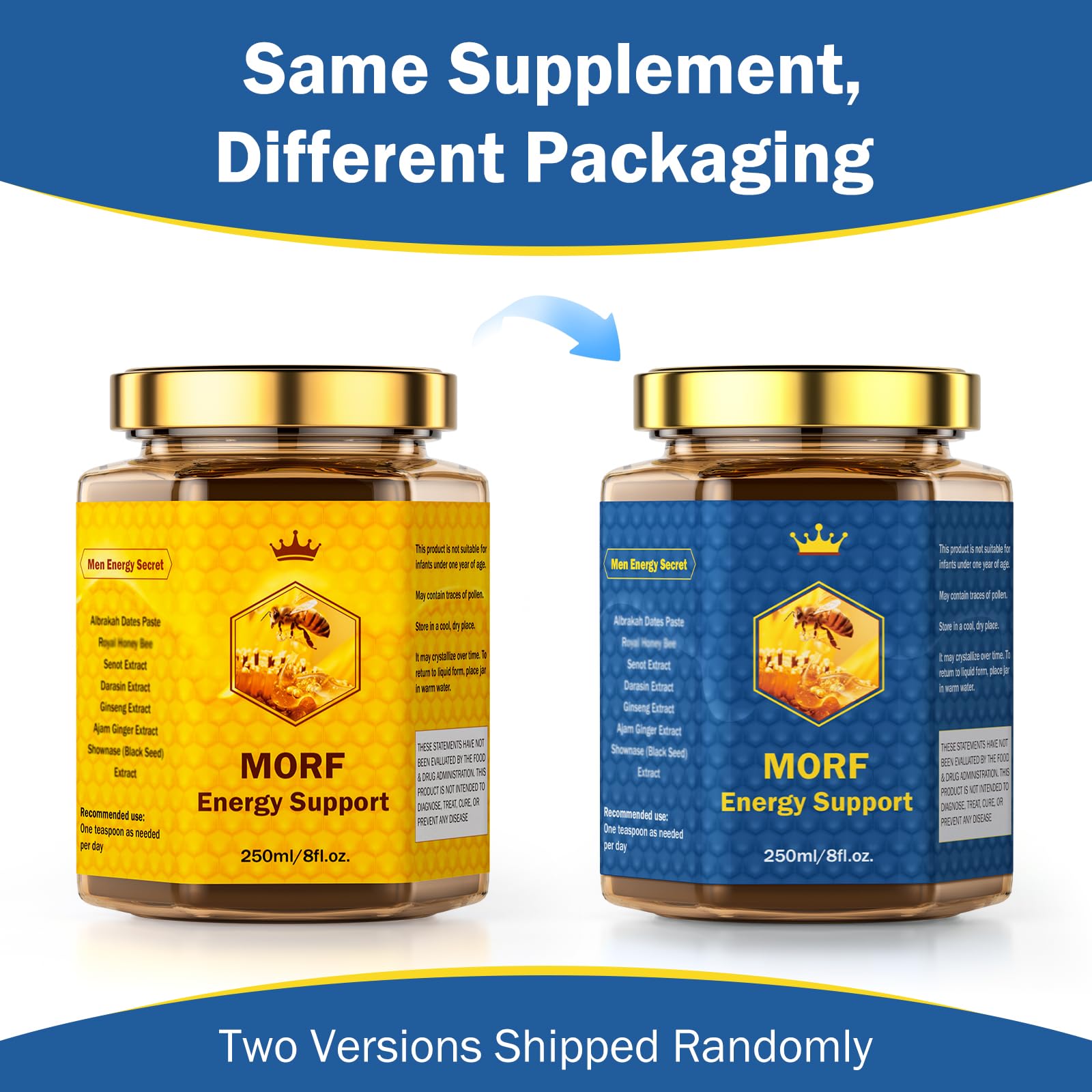 MORF Energy Support honey being poured into tea for a gentle flavor boost