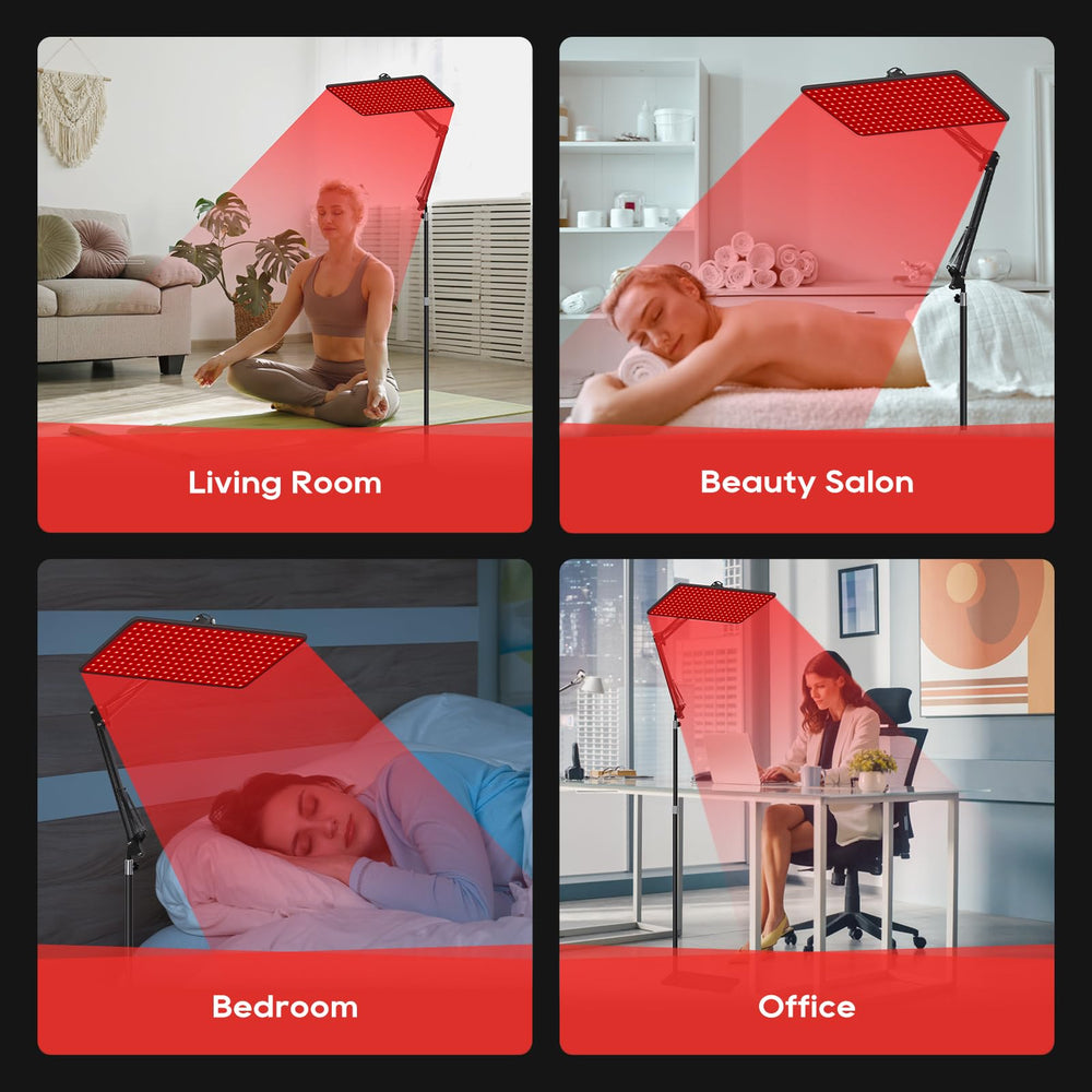 Morfone Advanced red-light lamp for full-body treatment during home wellness routines.