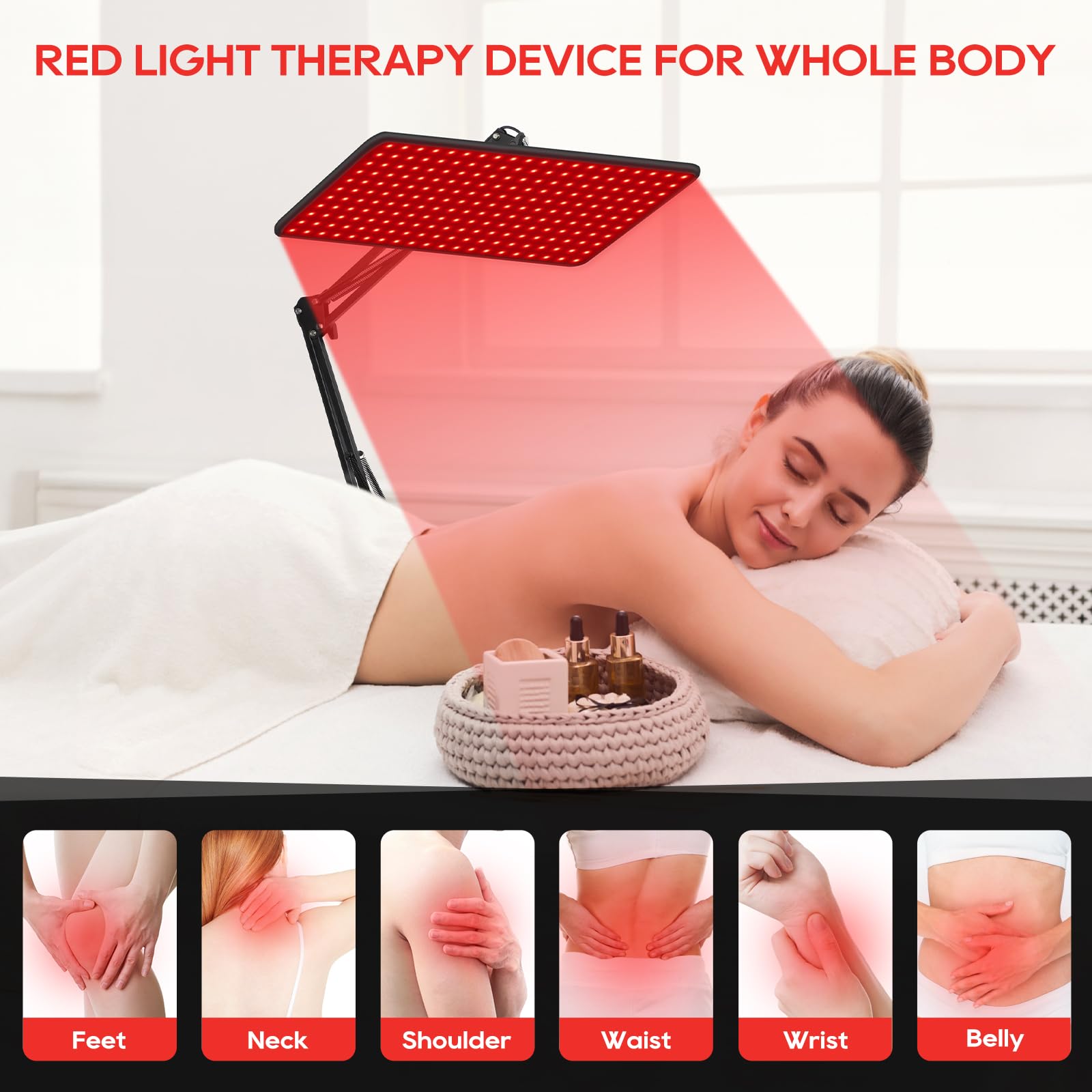 Morfone Advanced red-light lamp facial session focus for skincare at home.