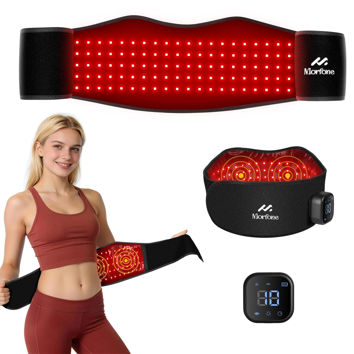 Morfone cordless red light therapy belt for on‑the‑go use