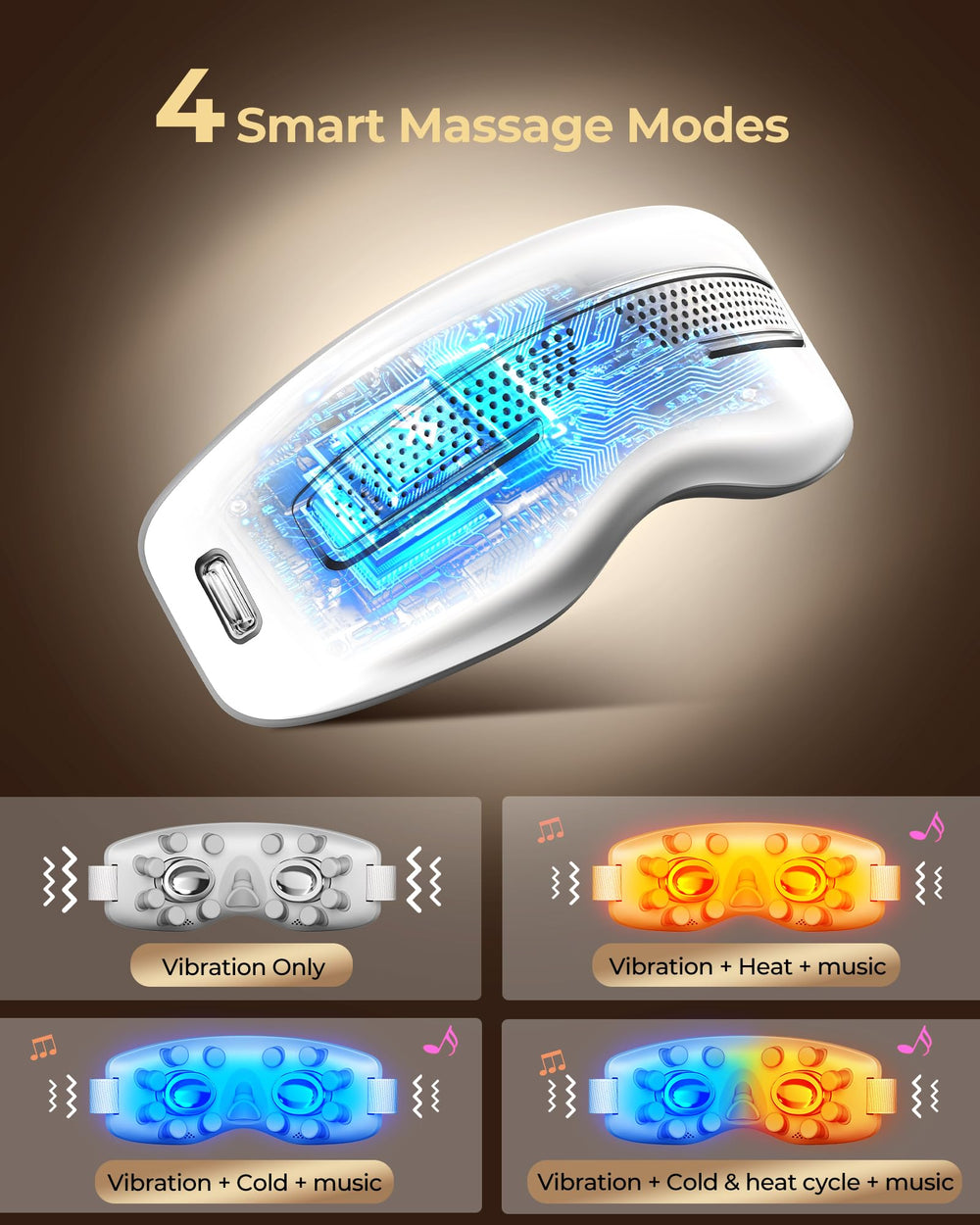 Morfone four massage modes tailor relaxation to your needs.