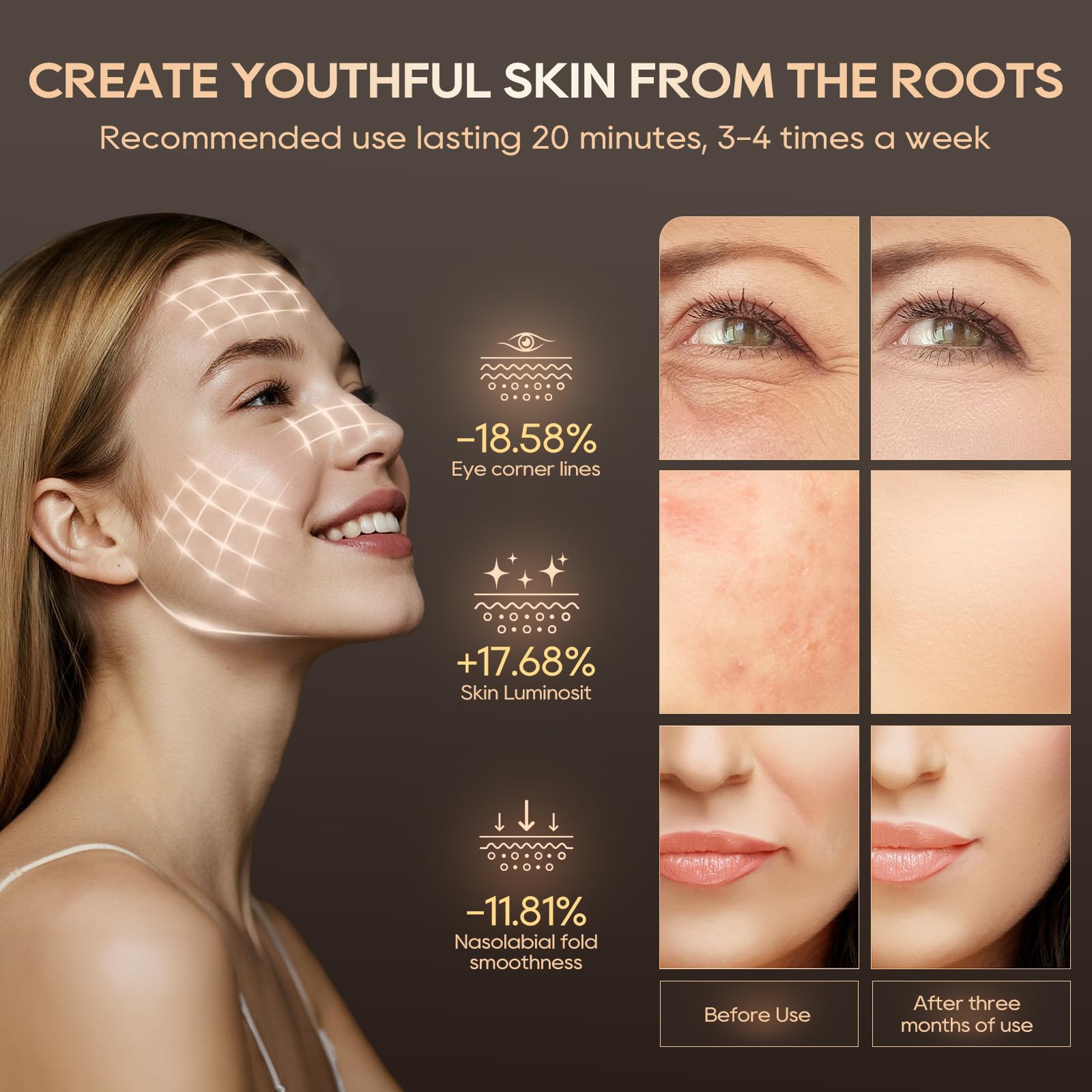 Morfone mask with adjustable brightness levels for personalized comfort.