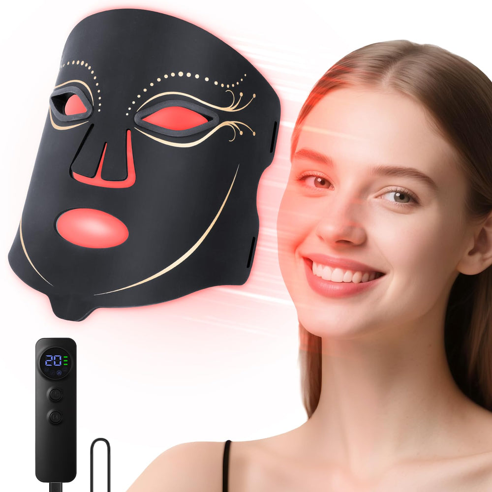 Morfone red light mask front view with four modes for at-home facial therapy.
