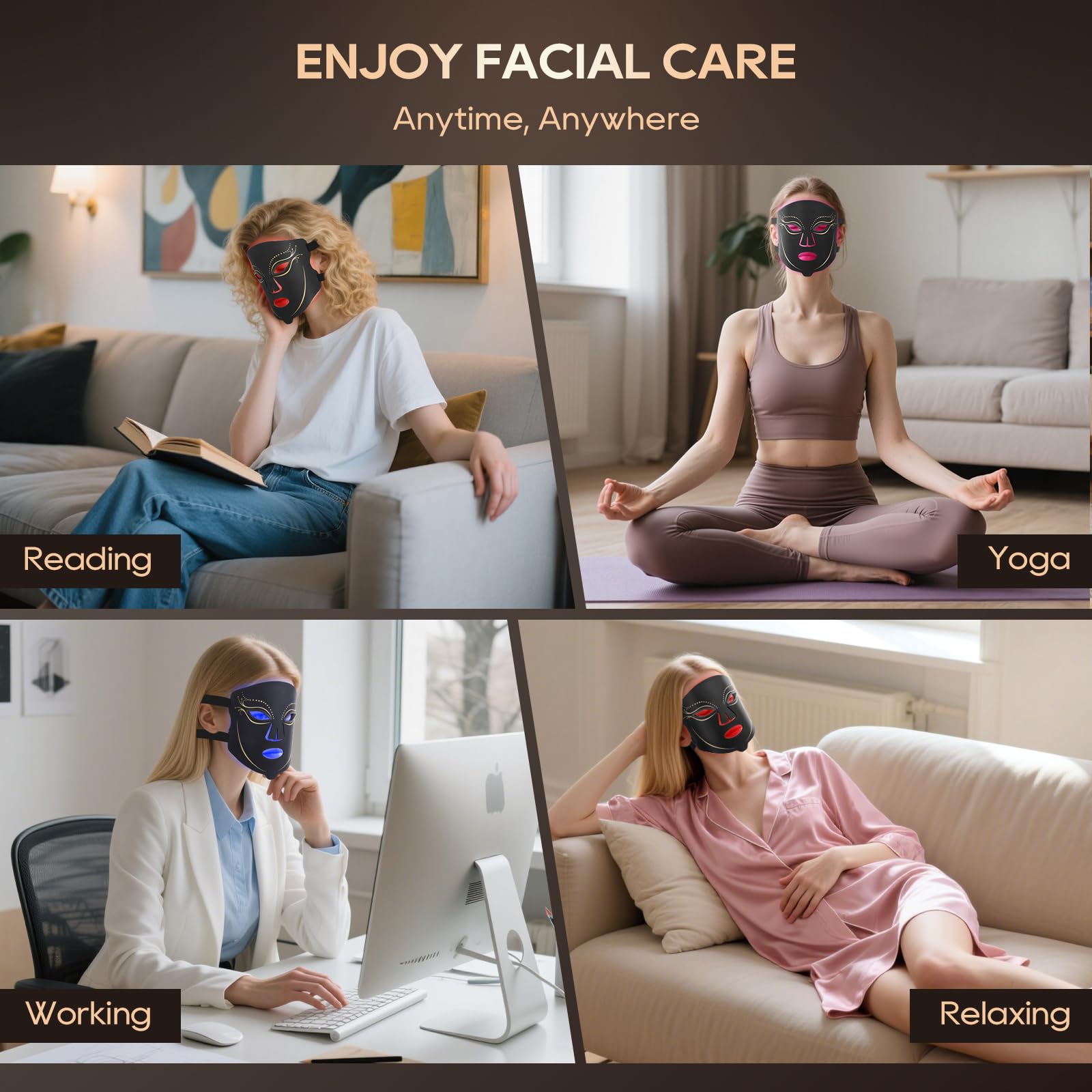 Morfone worn on the face during a relaxing treatment session.