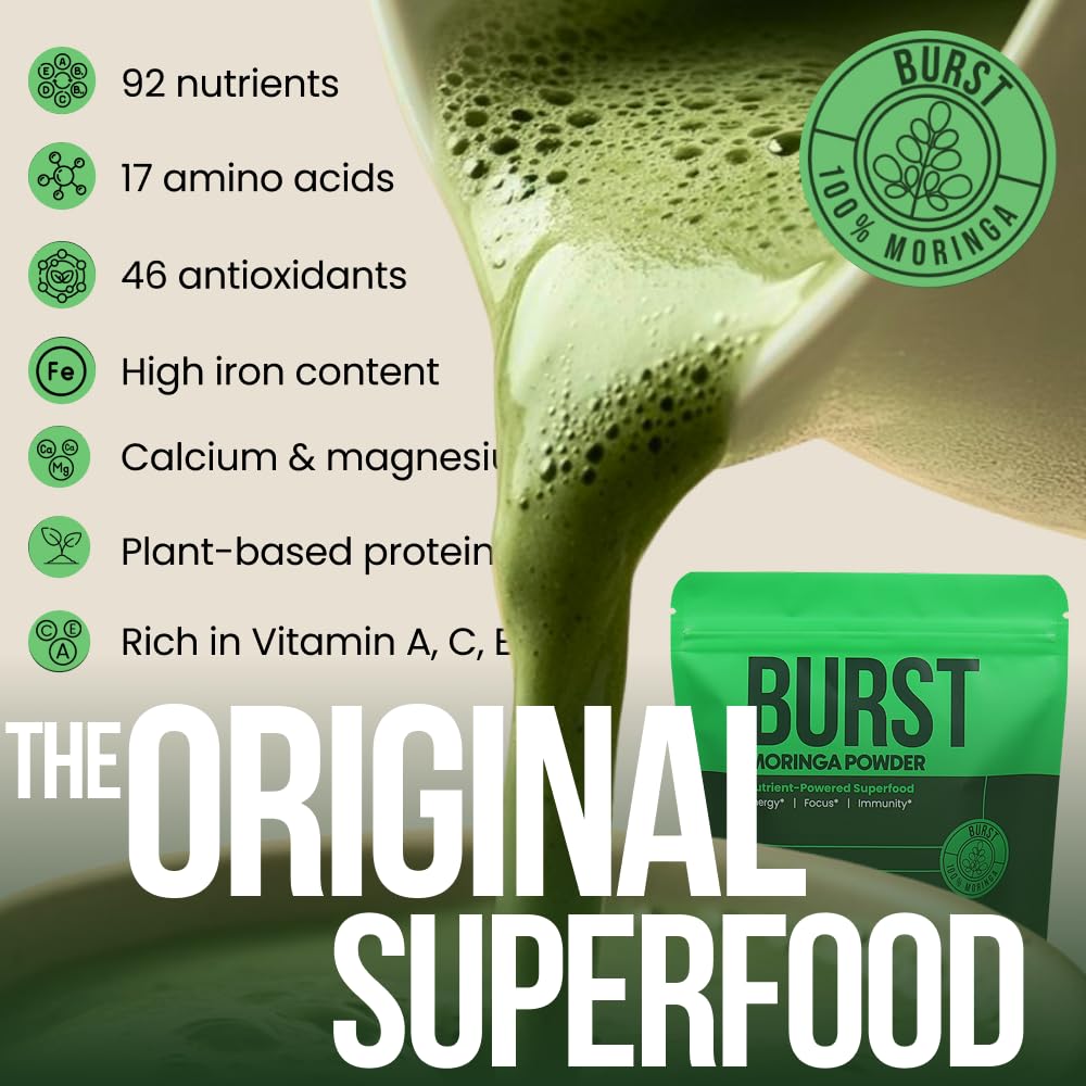 Moringa Burst energy-boost morning routine with nutrient-dense moringa powder.