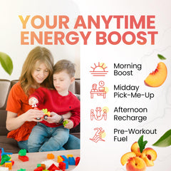 Morning Buzz Peach Rita powder dissolves in water for a flavorful start.
