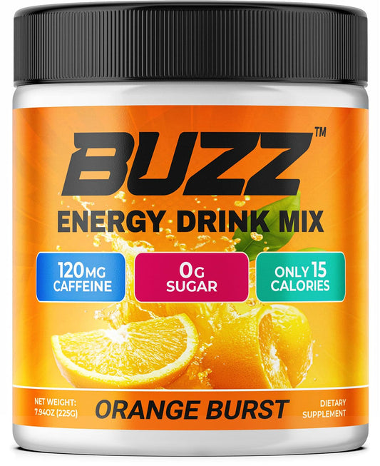Morning Buzz orange-burst-powder-tub ready for a quick energy boost.