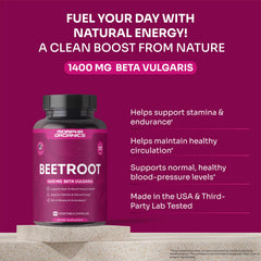 Packaging of Morpha Organics beet root capsules with 60-count bottle.