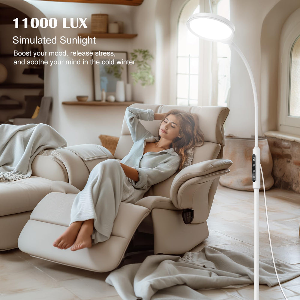 Morpholife light therapy lamp adjustable height for versatile positioning.