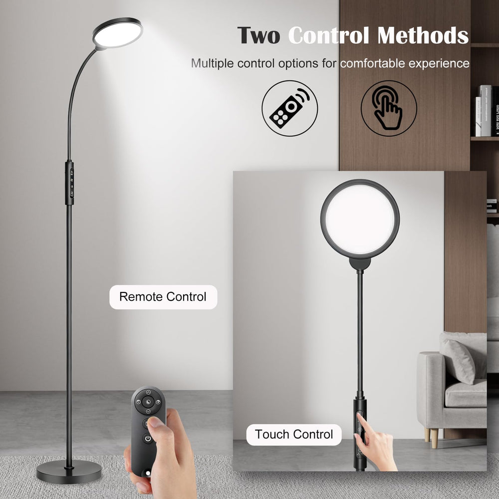 Morpholife light therapy lamp height-adjustable stand for flexible placement.