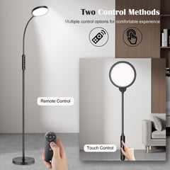 Morpholife light therapy lamp height-adjustable stand for flexible placement.