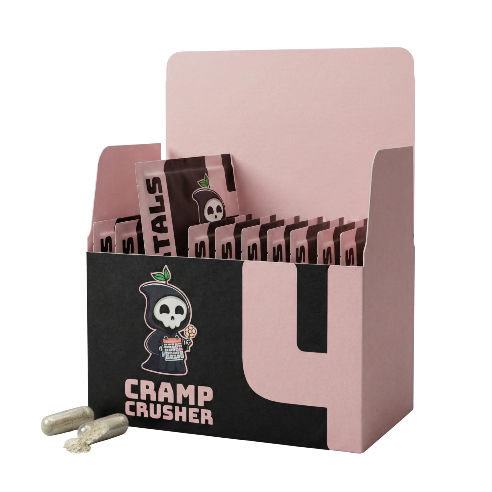 Mortals Cramp Crusher bottle ready for daily cramps relief during your cycle.