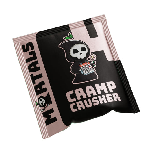 Mortals Cramp Crusher packets for on-the-go period support.