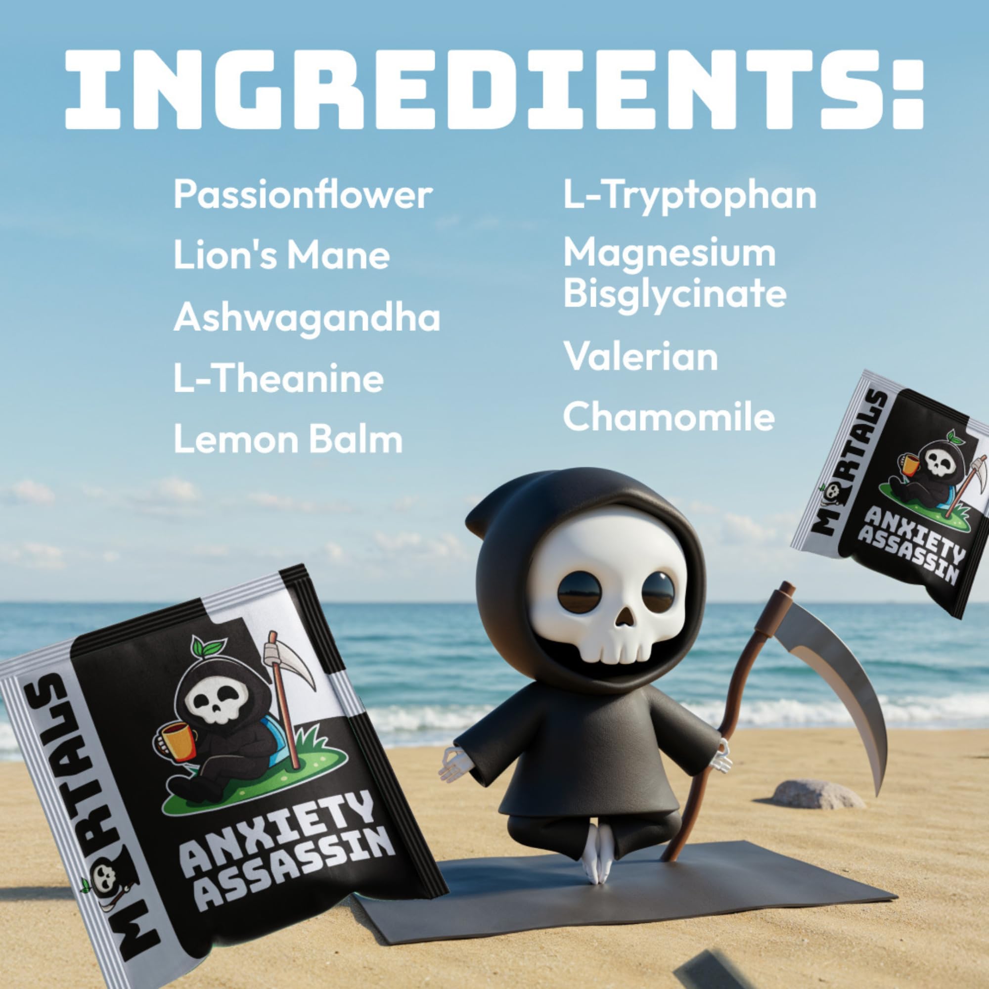 Mortals Mental Balance packaging image conveys grab-and-go convenience