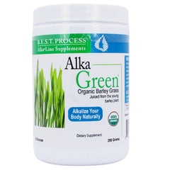 Morter AlkaGreen Powder bottle pour for daily alkalizing support.