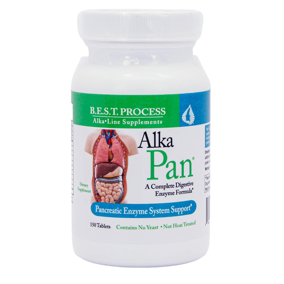 Morter Alka-Pan bottle on the counter, convenient daily digestive support.