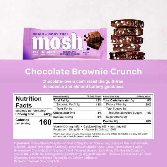 MOSH Keto Protein Bar brain-boost closeup emphasizing focus-friendly nutrition.