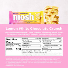 MOSH Lemon White Chocolate Keto Bar cross-section reveals protein and fiber.