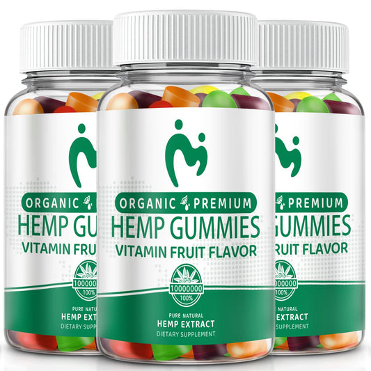MOSRAY Hemp Gummies 3 pack front view highlighting natural, soothing daily use