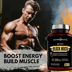 Mother Nature Black Maca capsules for daily energy support during workouts.
