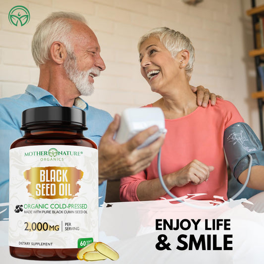 Mother Nature Organics softgels of black seed oil for immune-support routine