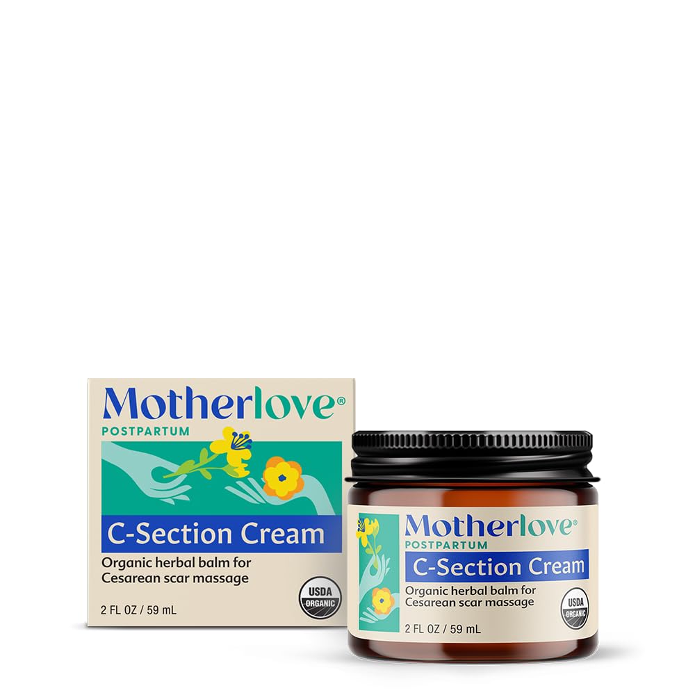 Motherlove C-Section Cream bottle showing post-cesarean scar care.