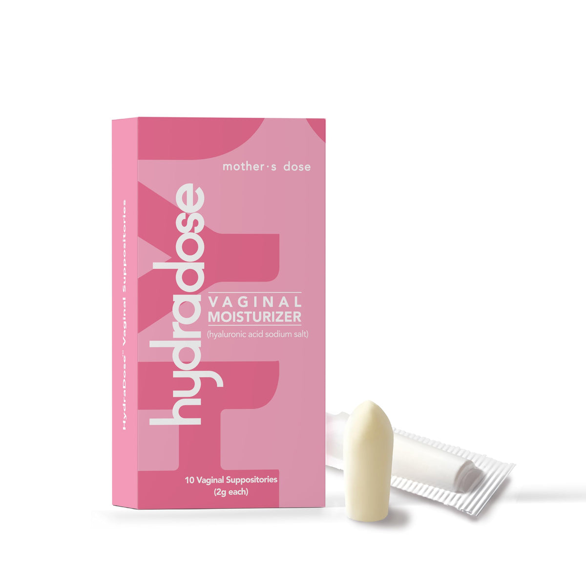 MOTHER'S DOSE HydraDose box shows packaging for vaginal hydration