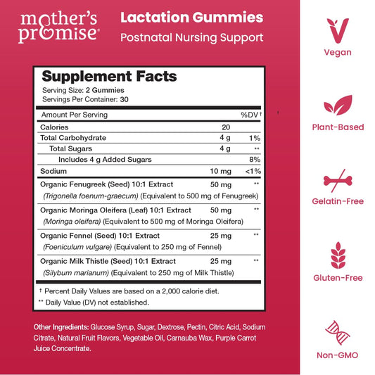 Mother's Promise Lactation Gummies close-up of berries highlights tasty flavor