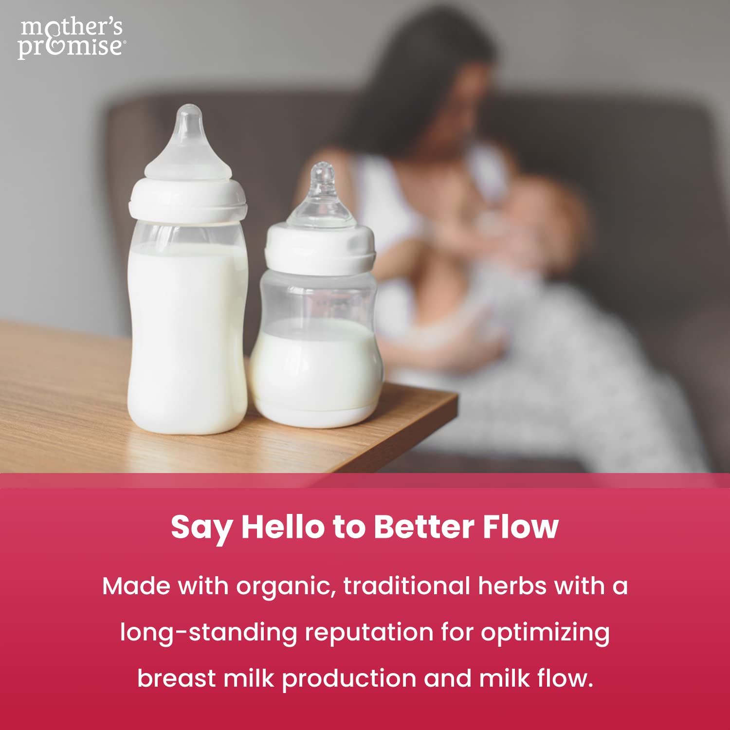 Mother's Promise Lactation Gummies on a kitchen counter for easy daily use