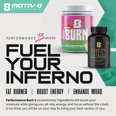 Motiv-8 Pre-Workout Orange Burst scoop ready to mix for a quick boost.