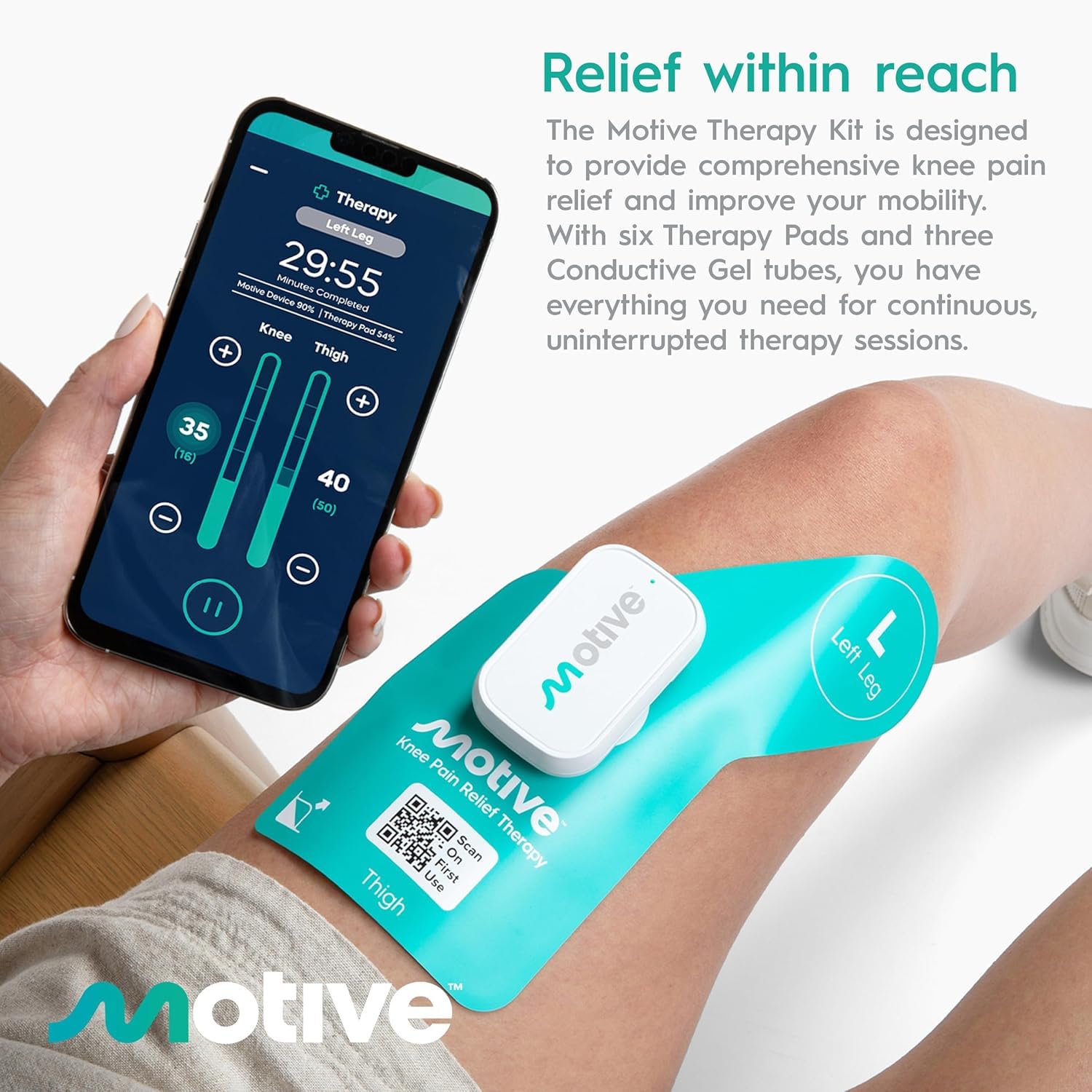 Therapy pads from Motive Knee Kit compatible with Motive Knee Device