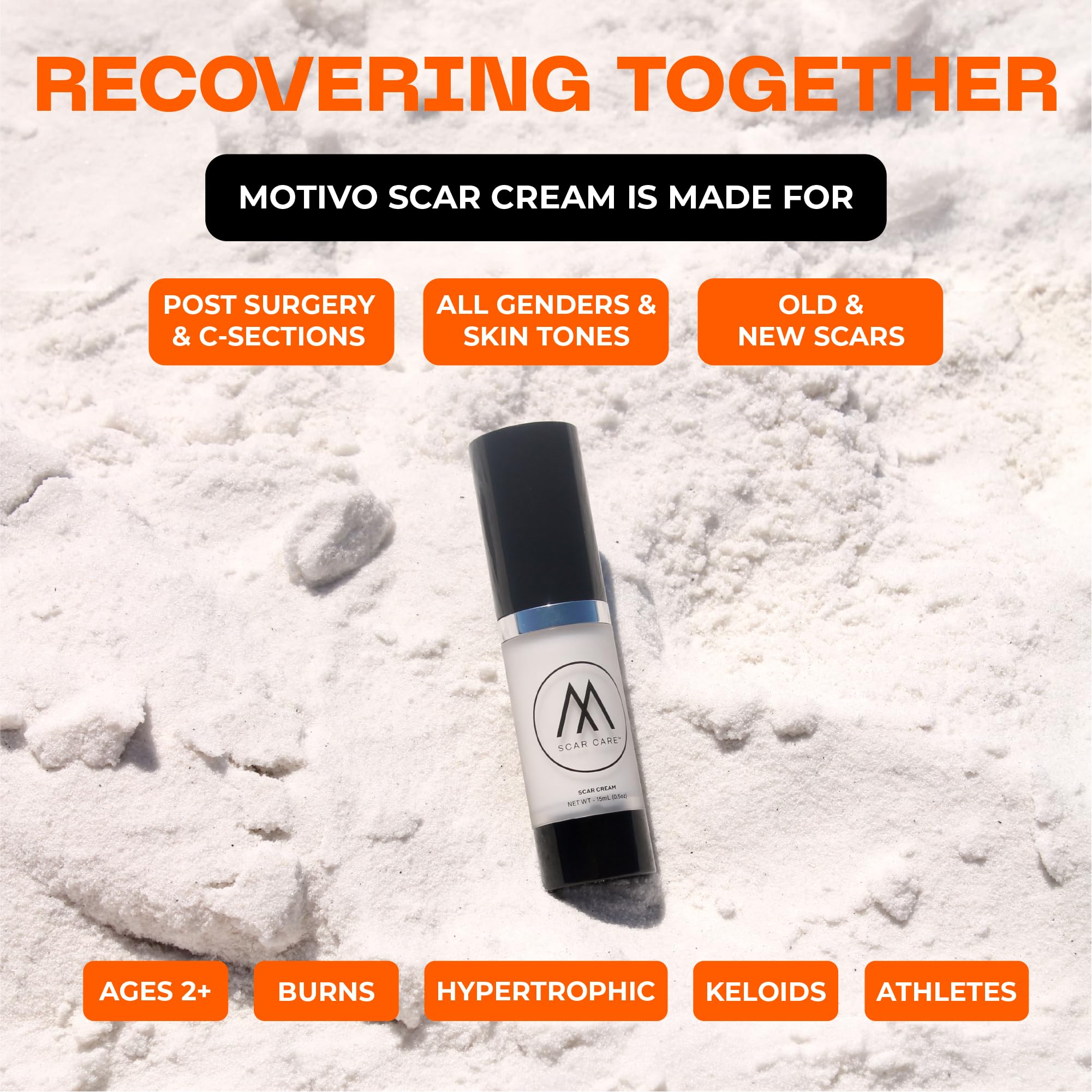 Close-up of Motivo Scar Care cream texture for smooth skin.