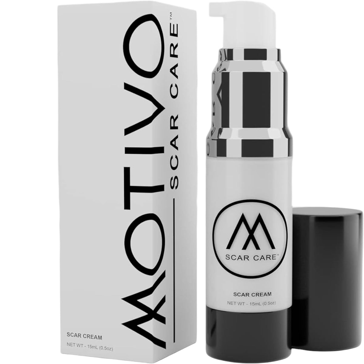 Motivo Scar Care silicone cream bottle for daily scar care and comfort.