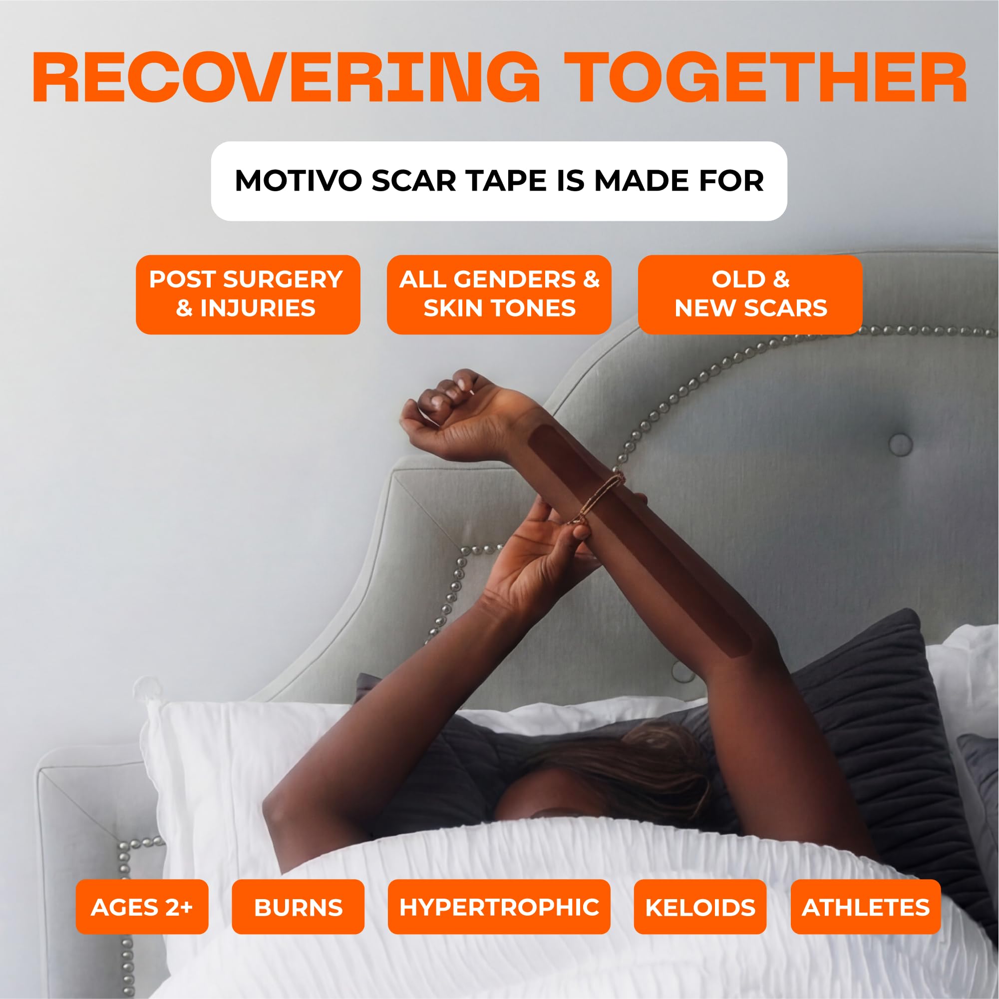 Motivo Scar Tape Espresso roll in package, ready for discreet scar management.