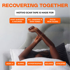 Motivo Scar Tape Espresso roll in package, ready for discreet scar management.