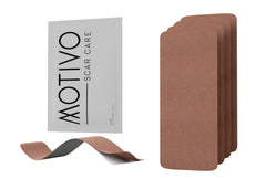Motivo Scar Tape packaging in a portable dispenser for on-the-go scar care.