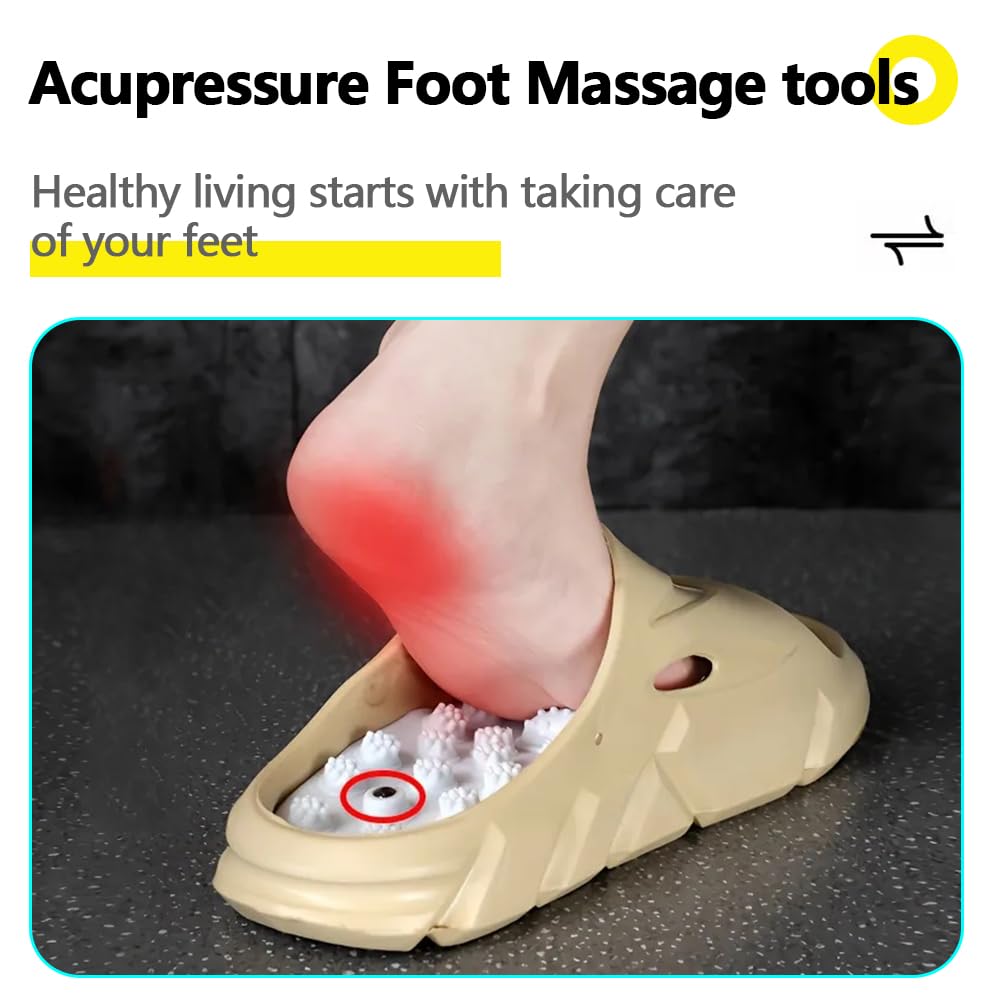 MOTTLED SKY acupressure slippers showing heel-point design for targeted stimulation.