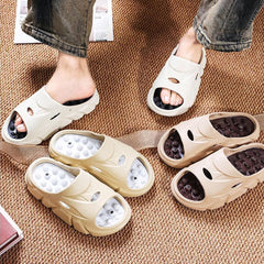 MOTTLED SKY brown-accent slippers ideal for travel and work.