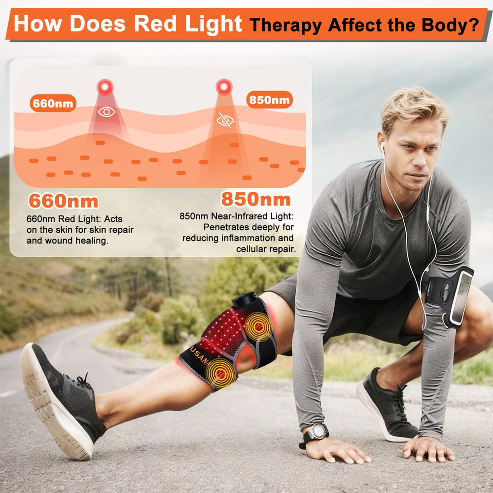 MOTUSANA knee massager with four-zone vibration for deep knee relief.