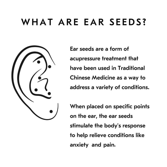 Mount Lai ear seeds application on the ear demonstrating easy placement.