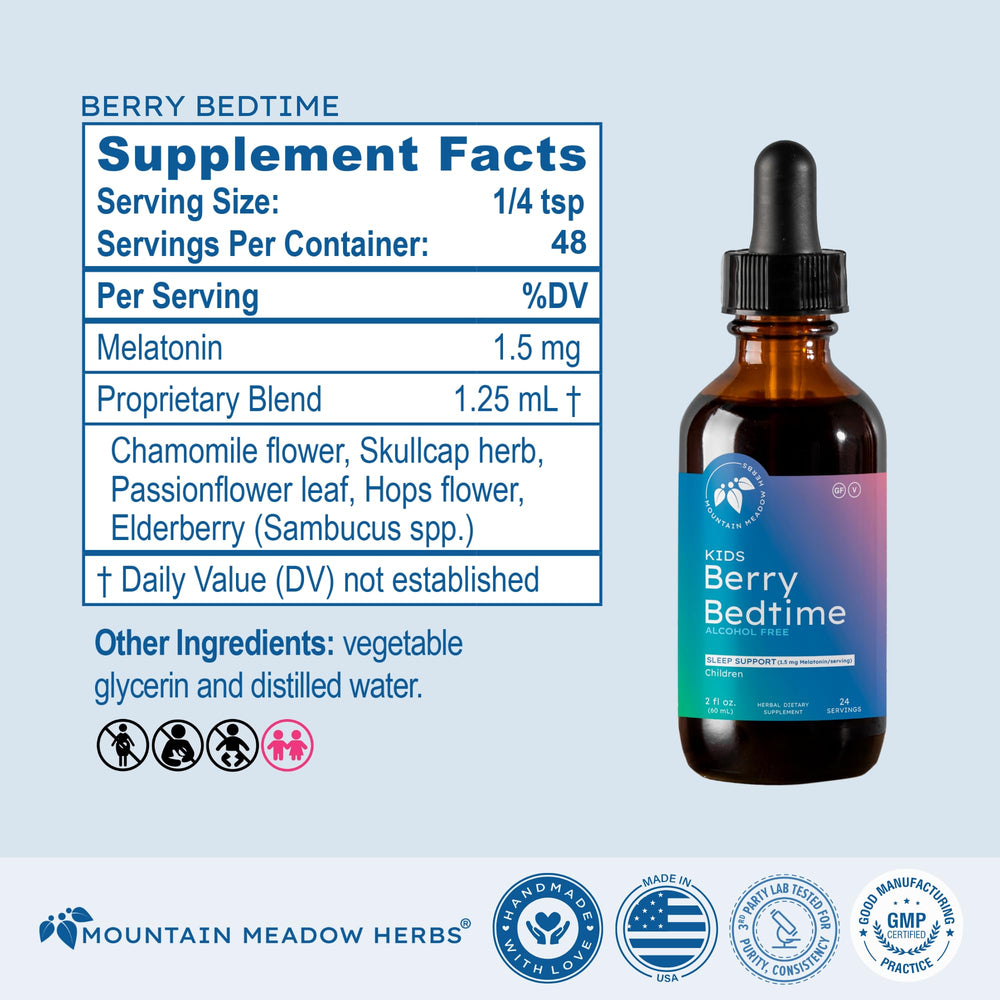 Mountain Meadow Herbs Berry Bedtime child using product during bedtime routine