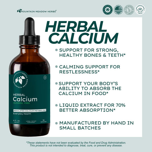 Mountain Meadow Herbs Herbal Calcium dropper image showing easy absorption.