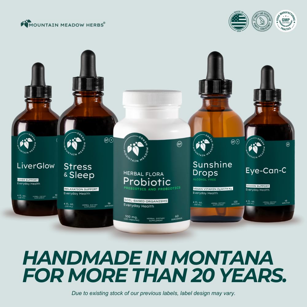 Mountain Meadow Herbs Herbal Flora Probiotics capsule texture shown for comfort.