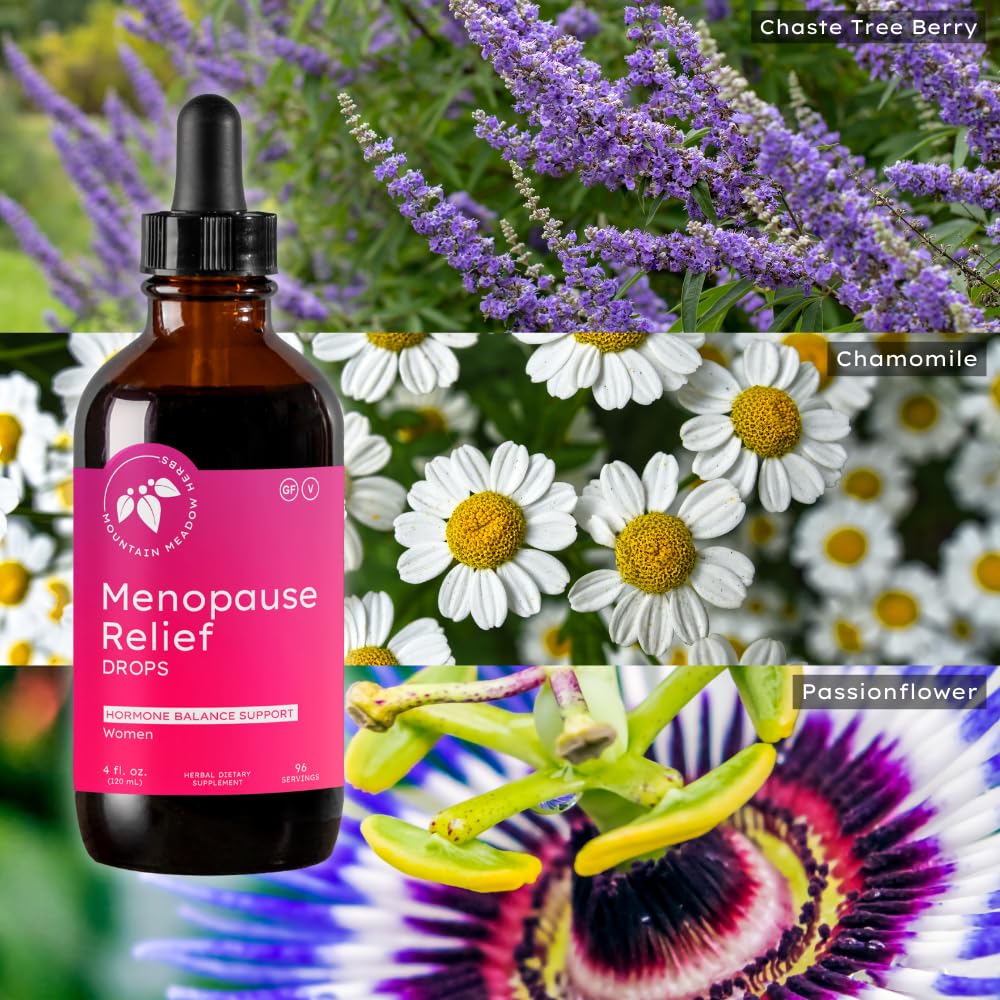 Mountain Meadow Herbs Menopause Relief Drops packaging conveys trust and quality.