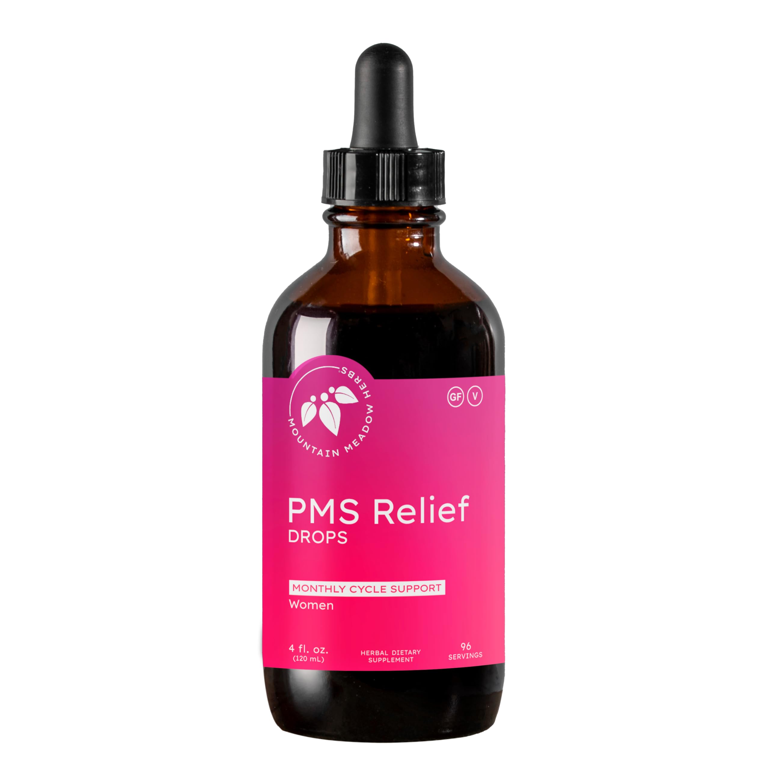 Mountain Meadow Herbs PMS Relief Drops bottle for cycle comfort.