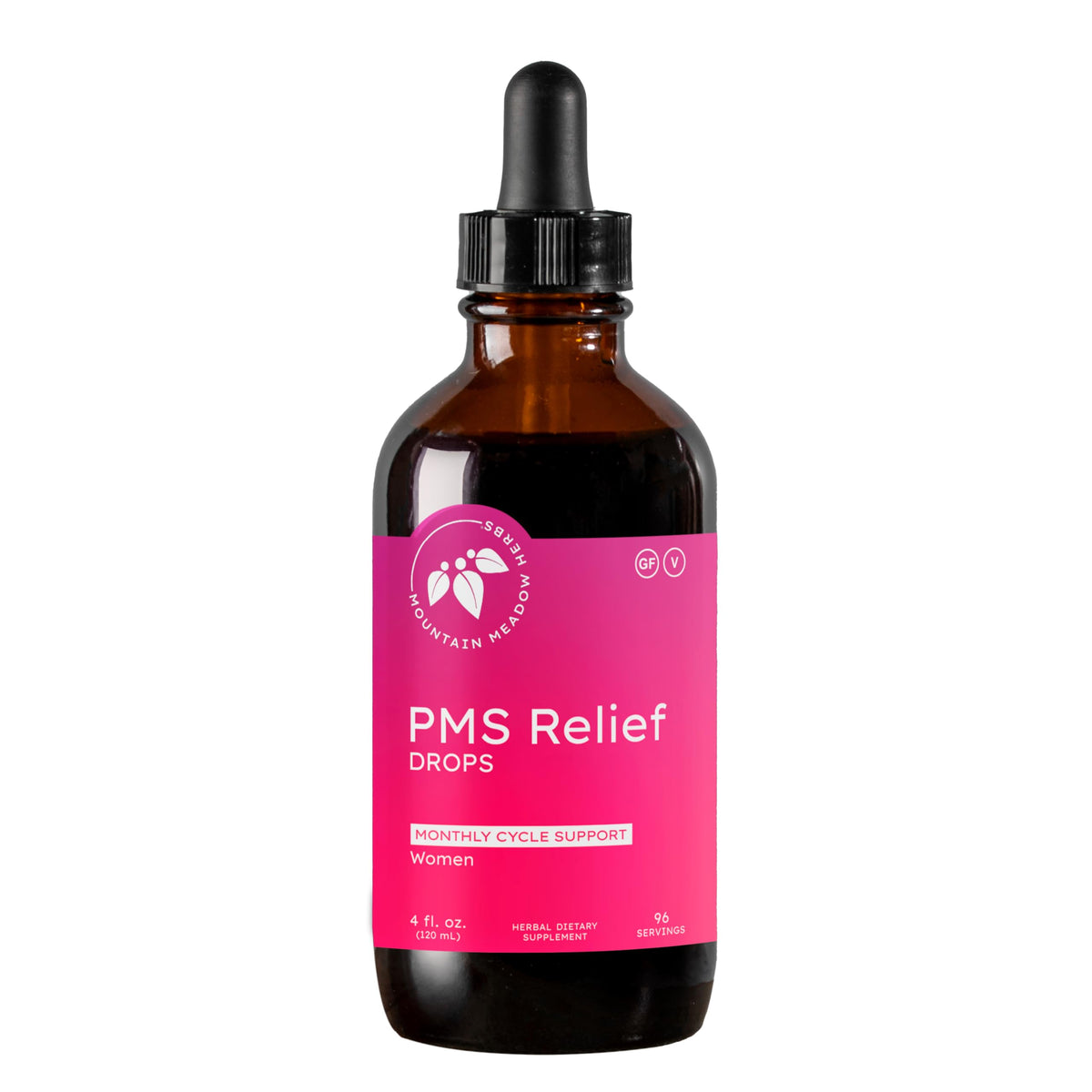 Mountain Meadow Herbs PMS Relief Drops bottle for cycle comfort.
