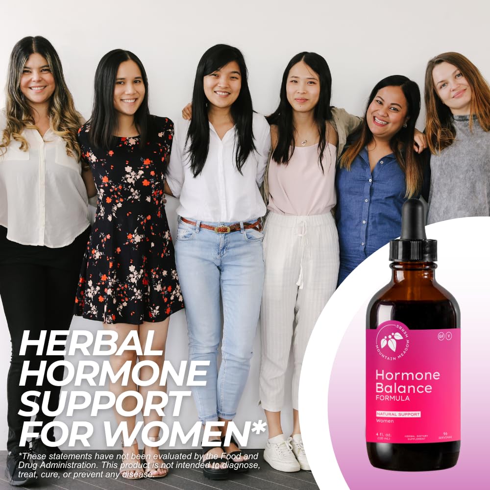 Mountain Meadow Herbs Women's Hormone Balance label close-up with usage guidance.